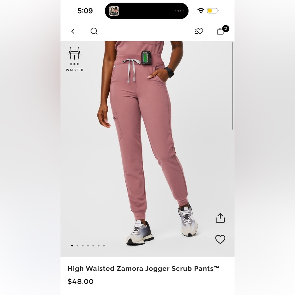 Figs High Waisted Zamora Jogger Scrub Pants in Mauve Pink